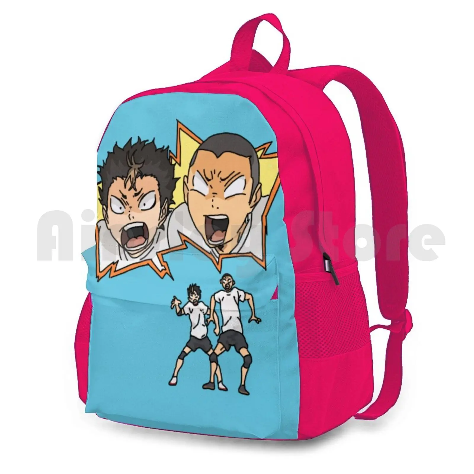 Tanaka And Nishinoya Outdoor Hiking Backpack Waterproof Camping Travel Haikyu Haikyuu Anime Manga Volleyball Tanaka Nishinoya