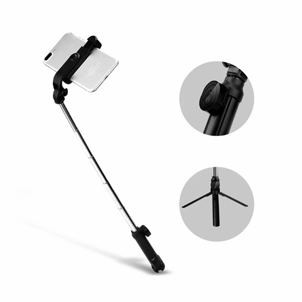 Bluetooth-compatible selfie stick with integrated tripod multi-function support live video phone holder for iphone 11 xr