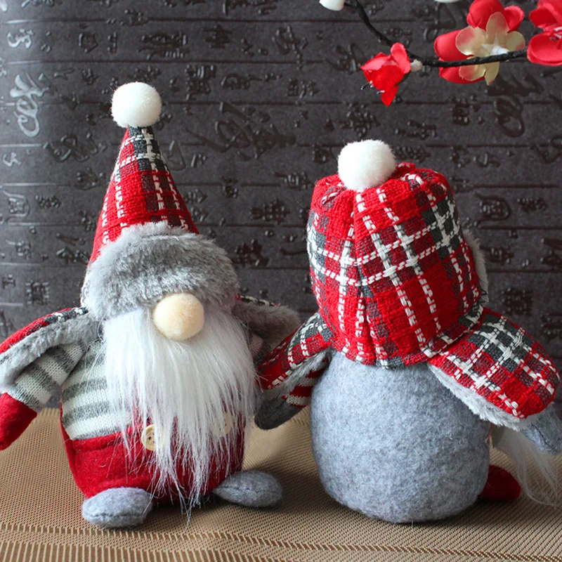 Faceless Doll Forest Elderly Decoration, Plaid Hat, Old Man Doll Scene Decorations, Fashion