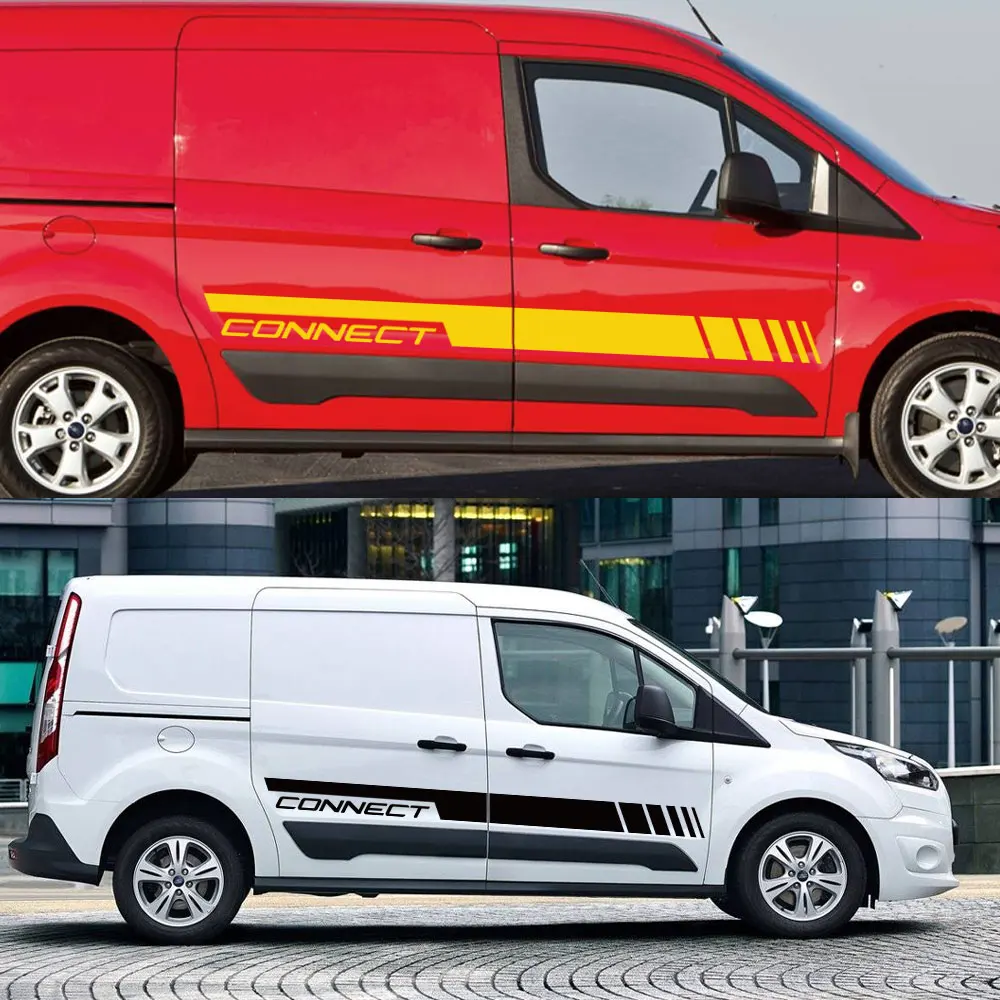 2 قطعة ملصقات جانبية لباب السيارة شارات الفينيل لملحقات توصيل فورد ترانزيت ضبط رسومات خط فان التخييم #3