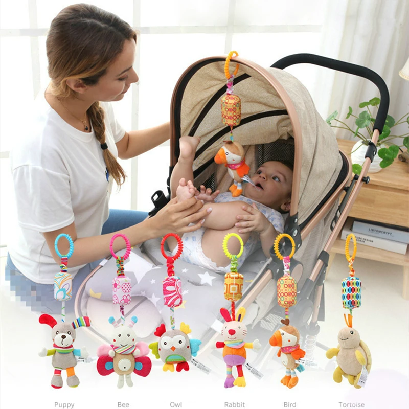 Baby Rattles Puppy Bee Bed Stroller Hanging Toys 0-12 Months Infant Grab Ability Training Bell Teether Dolls игрушки для детей