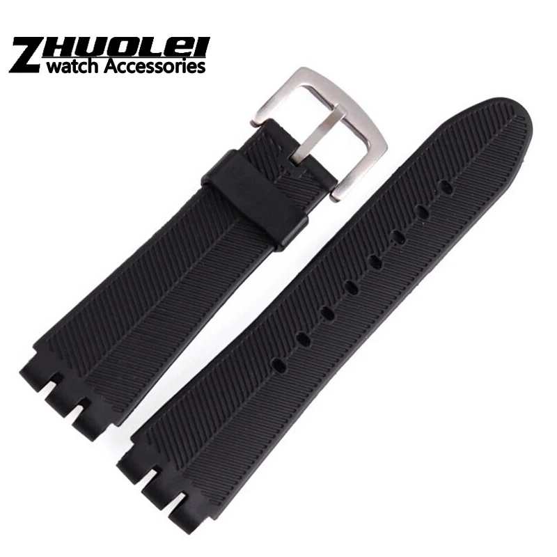 for swatch rubber band 23mm New High Quality Mens Black Soft Waterproof Diving Silicone Rubber Watchband Straps Black bracelet