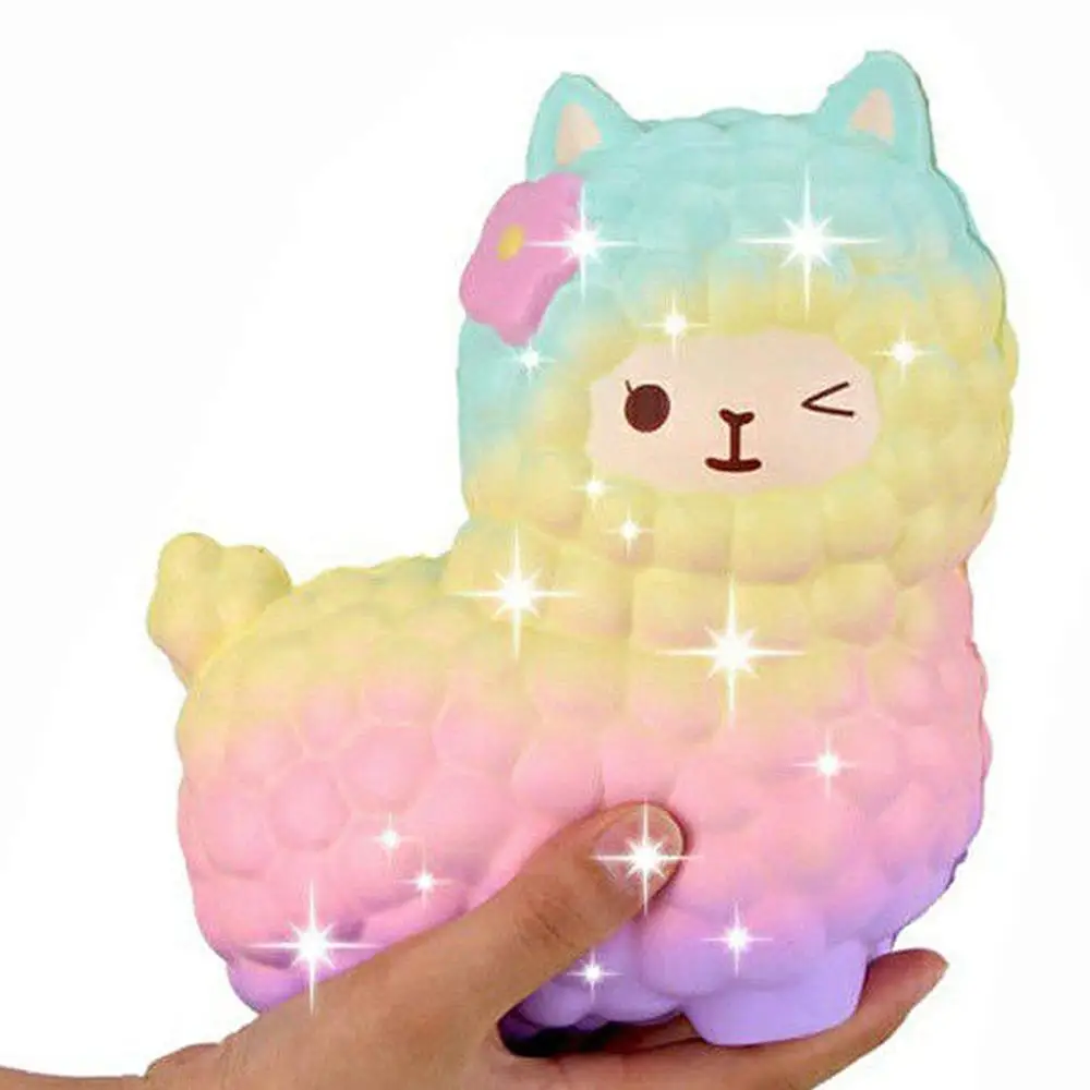 Jumbo owce Alpaca Squishy śliczne Galaxy powolne rośnie wycisnąć zabawki zwierząt Squishy Squishy hurtownie Stress Relief wykwintne Kid prezent