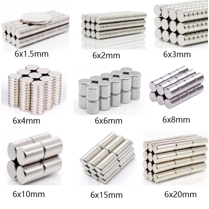 

10-50Pcs Magnet Small Round Magnet Strong magnets Rare Earth Neodymium Magnet 6mm Diameter 1/1.5/2/3/4/6/8/10/15/20mm Thick