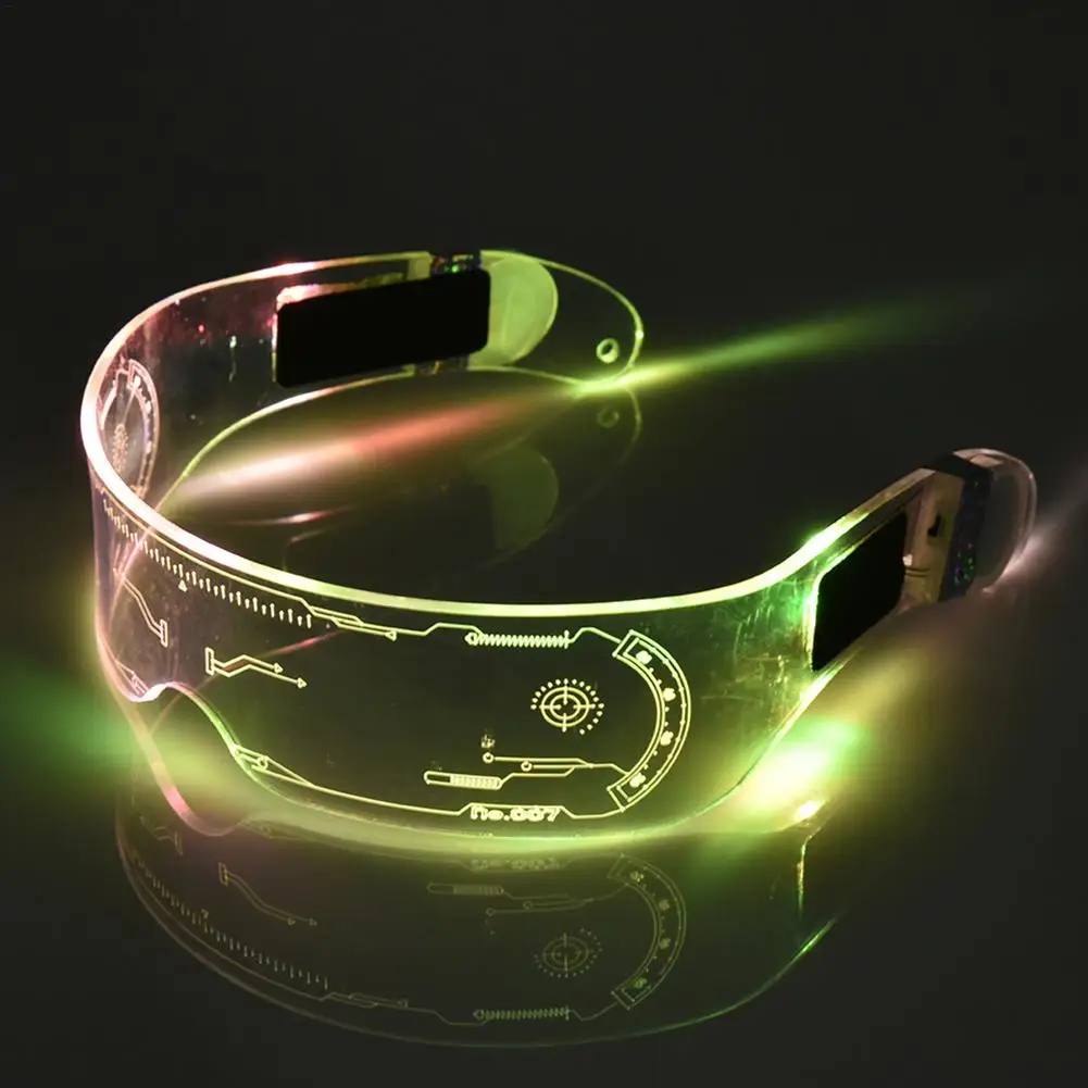 Futuristic Electronic Visor Glasses Colorful LED Luminous Glasses Light Up Glasses Prop for Halloween Party Festival Performance