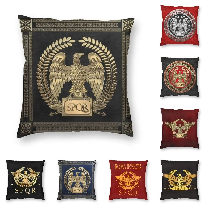 Gold Imperial Eagle Rome SPQR Cushion Cover Roman Empire Emblem Throw Pillow Case for Living Room Pillowcase Home Decorative