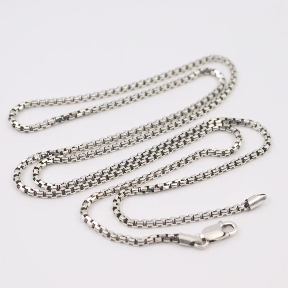 

Authentic 925 Sterling Silver 2.5mm Round Box Link Chain Necklace For Men 24" 25.6" 27.6" Available