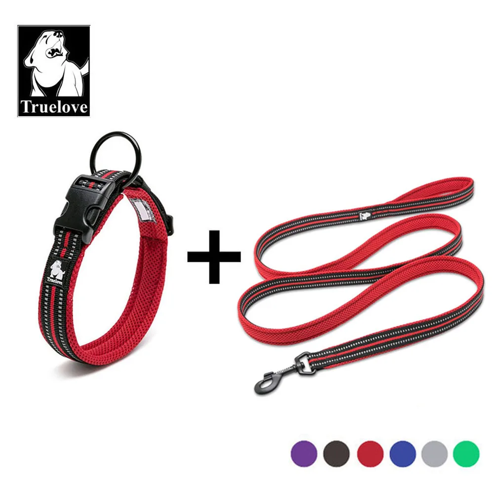 Truelove Mesh Nylon Pet Dog Collar And Leash Set Puppy Collar Dog Necklace Reflective Black Pitbull Terrier Leash Doberman Dog