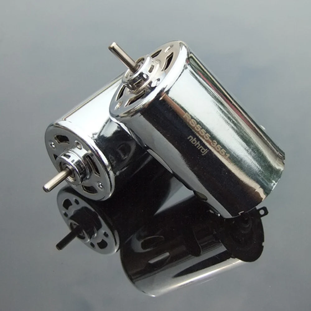 DC 12V-24V podwójne łożysko kulkowe silnik prądu stałego RS555-3551 silny magnetyczny wysoki moment obrotowy elektryczny wiertarko-szlifierka Model samochodu łódź zabawka