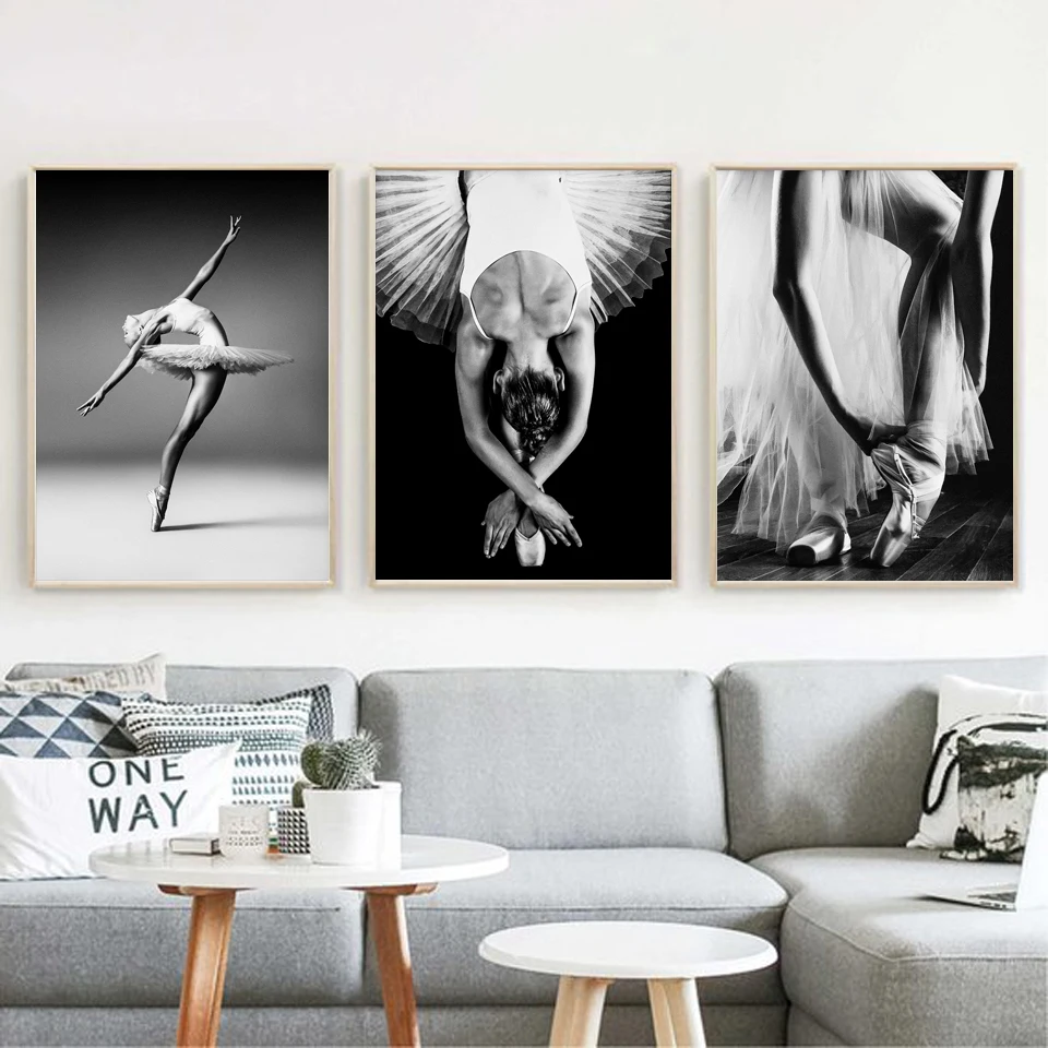 Canvas Print Picture Wall Art Nordic Poster Black And White Elegant Ballet Dance Paintings Home Decoration Module Living Room