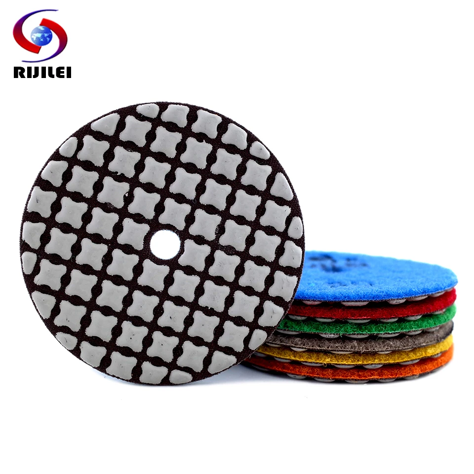 RIJILEI 7PCS Super 3Inch Dry Polishing Pads 80mm Sharp Type Marble Diamond Polishing Pad For Concrete Floor Rostone Ceramic Tile