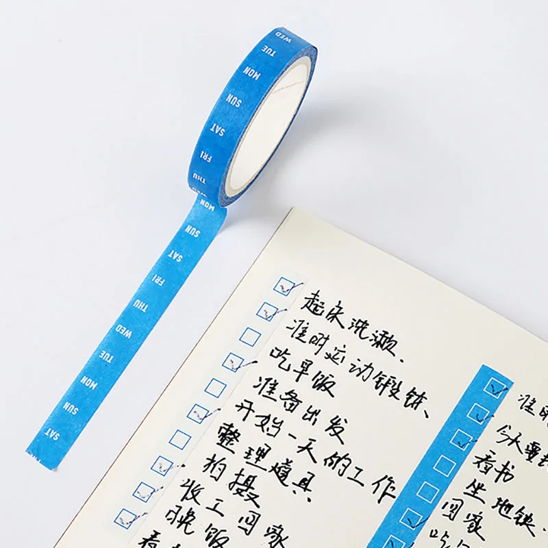 Plan Timeline Schedule Washi Tape Set White Blue Diy Decorative Masking Tape Label Sticker Stationery