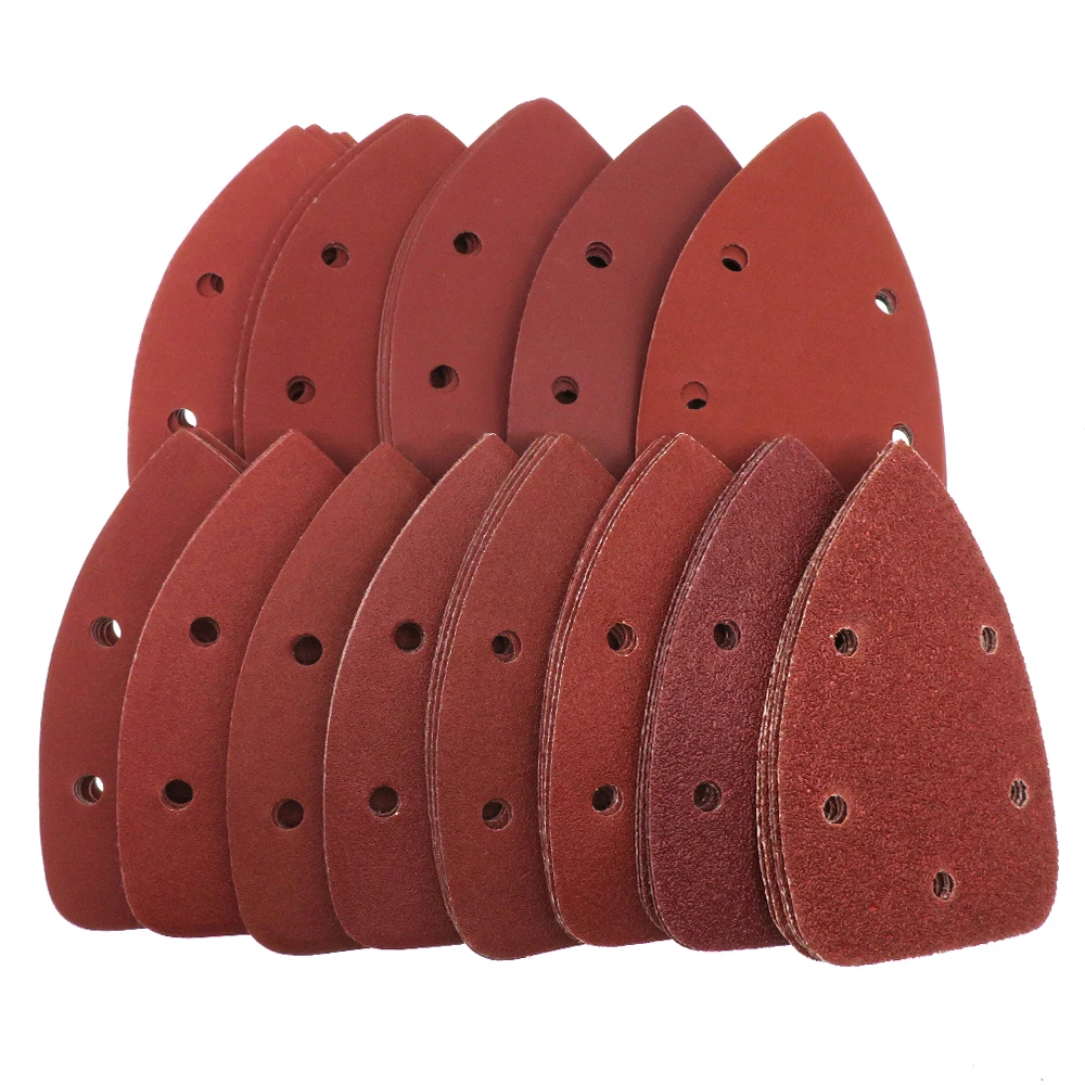 24pcs Triangle Sandpaper 98X140mm Aluminum Oxide Sanding Paper Assorted 40-1000 Grit with Hand Sanding Block for Polishing