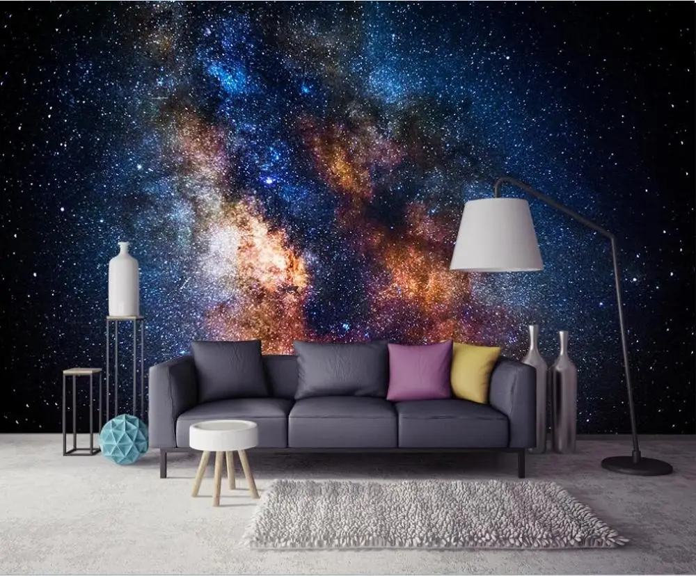 

XUE SU Custom wallpaper 3D mural creative beautiful galaxy starry spectacular atmospheric living room background wall