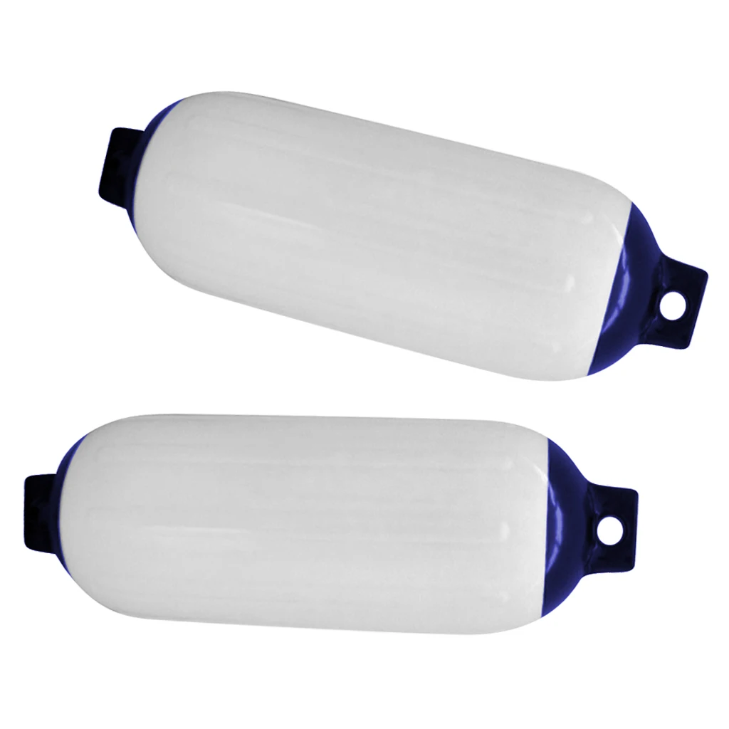 2 Pcs Corrosion Resistance Boat Fenders/Bumpers for Docking/Mooring, White&Blue