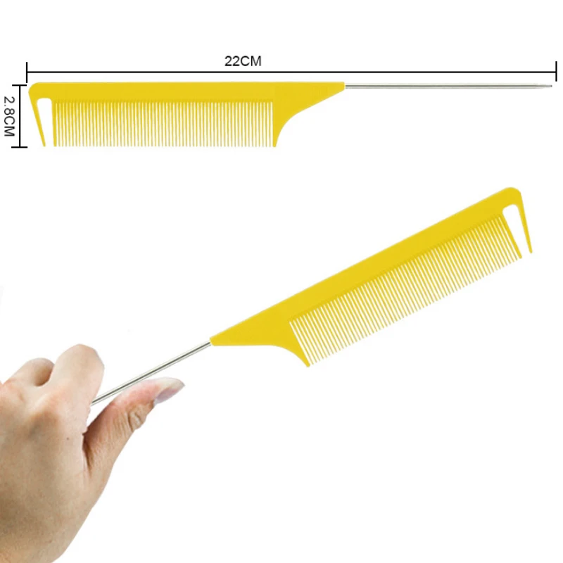 Профессиональная расческа для укладки волос с заостренным хвостом, антистатическая щетка для краски для волос, парикмахерская, стальная игла, штифт,