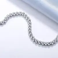 Bracelet en diamant Moissanite de laboratoire romain en or blanc 14K, Bracelets de fiançailles et de mariage pour femmes, bijoux de mariée 2