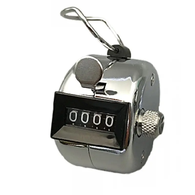 2024 New Hand Tally Counter Stainless Steel 4 Digit Mechanical Clicker with Finger Ring