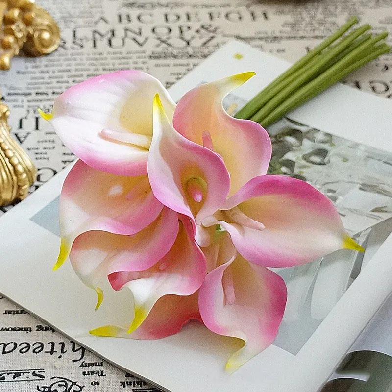 9-teiliges Set Künstliche Mini-Kallalilien aus Latex, Kunstblumen, Brautstrauß, DIY Hochzeitsblumenwand, Hintergrund, Heimdekoration – Detail 21
