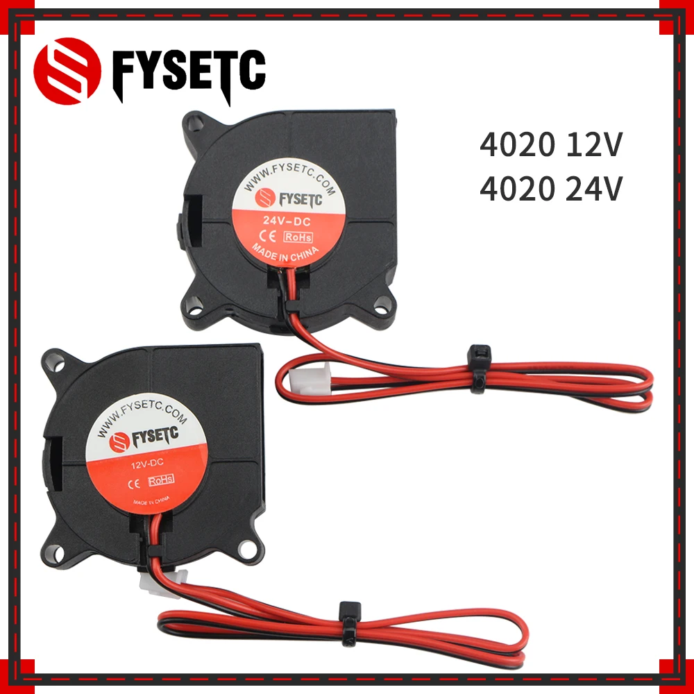 2PCS FYSETC 4020 12V&24V Cooling Turbo Fan 3D Printer Parts 2Pin For Extruder DC Cooler Blower Part Black Plastic Fans