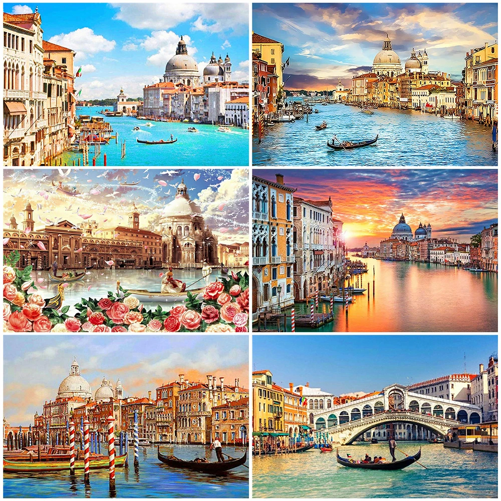 EverShine Diamond Painting Scenic Full Square 5D Diamond Embroidery City Venice Mosaic Art New Arrival Needlework Wall Decor