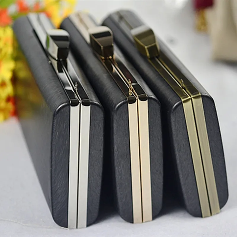 silver or gold color metal box clutches purse frame with black plastic cover diy bag parts frames drop ship China wholesale