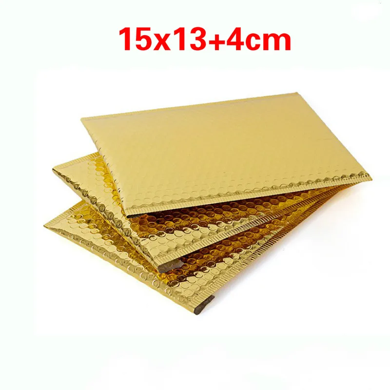 10pc 5.9x5/inch 15x13cm Gold Poly Bubble Mailers Padded Envelopes Self Seal Bubble Shipping Envelope gift bags Christmas Package