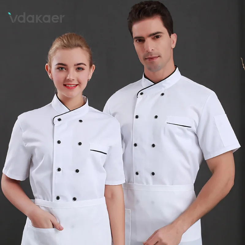 

ladies chef shirts waitress uniform coat chef Unisex white Breathable Double Breasted chef works jacket Chef overalls Outfit