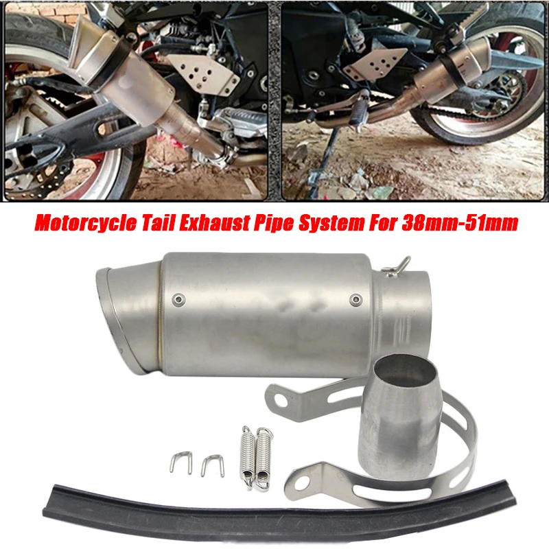 38-51mm Exhaust Pipe Motorcycle Stainless Steel Exhaust Tail Pipe No DB Killer Escape Right Side Exhaust Tips System