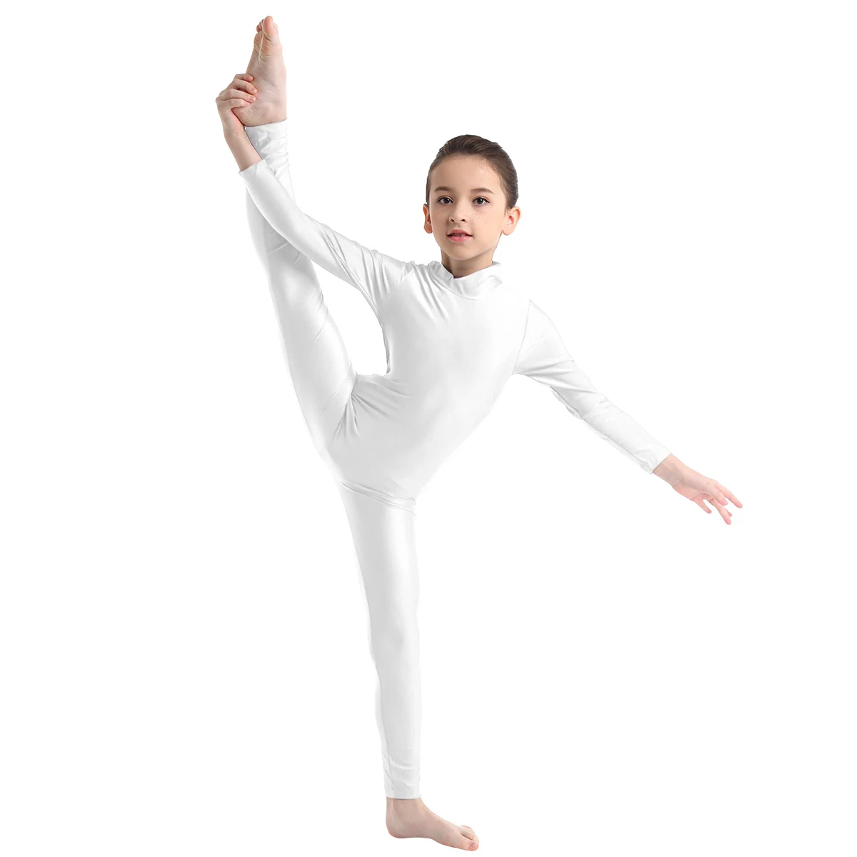 Kids Girls Full Body Ballet Dance Leotards Long Sleeve Gymnastics Jumpsuit Unitard Training Workout Yoga Performance Dancewear