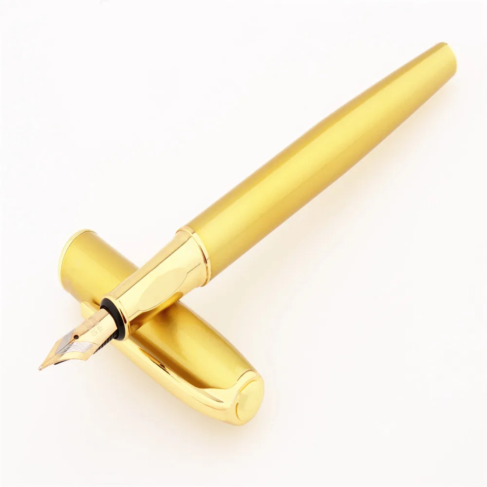 Высокое качество 7023, золотой студенческий офис, перьевая ручка со средним наконечником, чернила, школьные принадлежности