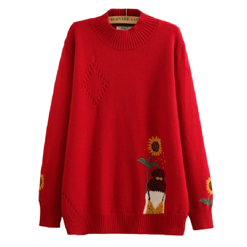 

Autumn winter thicken knitted sweater women oversize 4XL casual long sleeve Crew neck sweaters female bottoming pullovers AH681