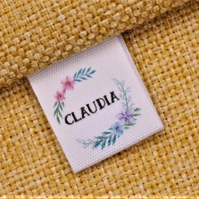 20mmx60mm Custom Clothing Labels - Personalized Brand  Organic Cotton Ribbon Labels Logo or Text Sewing DIY Labels 10-100pcs