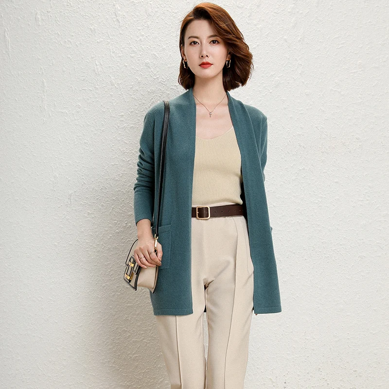 Top Grade Soft Sweaters Women 100% Wool Knit Jumpers ladies Winter New Cardigan Standard Clothes