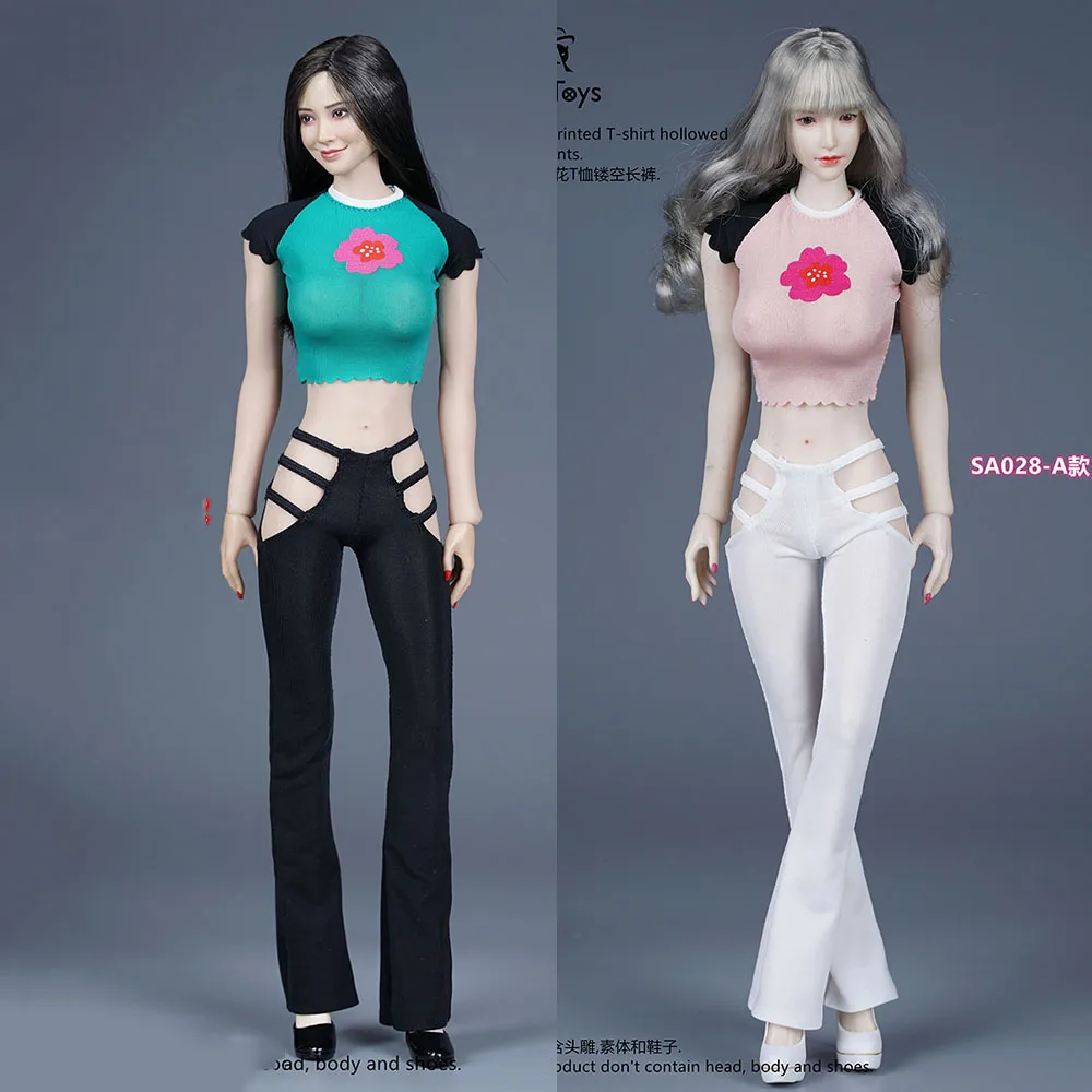 

SA Toys SA028 1/6 сексуальная женщина-солдат, детали одежды, футболка с принтом, ажурные брюки, модель для 12-дюймовой экшн-фигурки