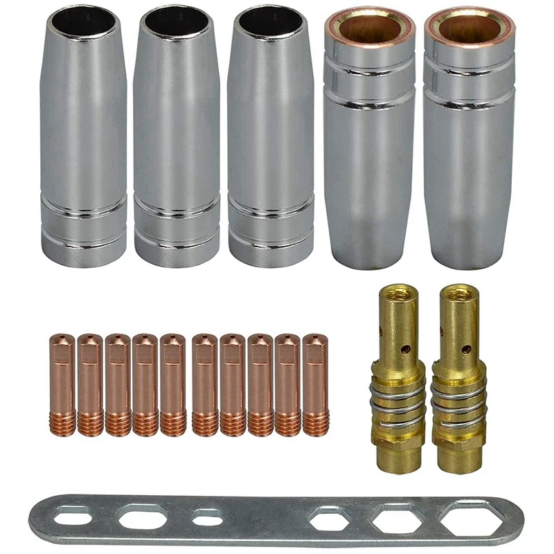 HOT-18Pcs Welding Torch Kit Contact Tip 0.8mm M6 & Tips Holder Difuser & Shield Cup for Mb15 15Ak Mig Welding Torch