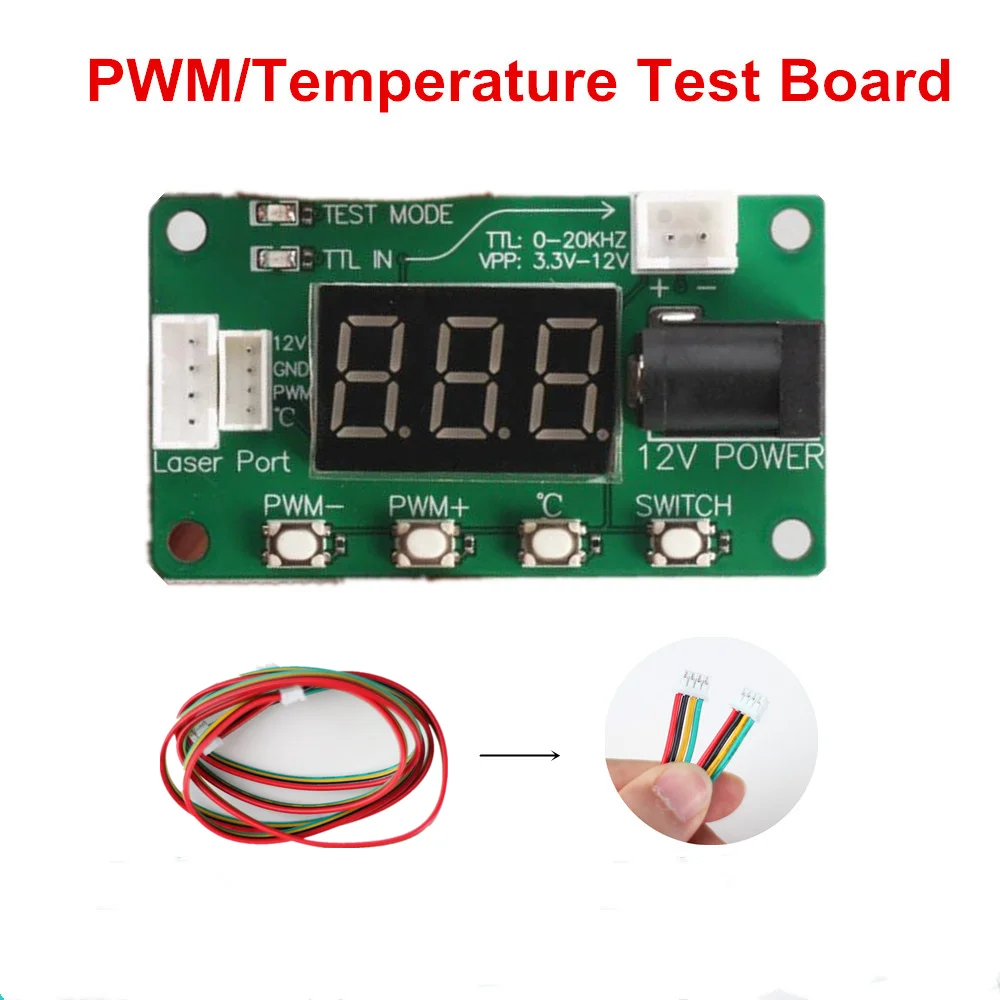 NEJE Temperature Test Board TTL PWM Tester for Laser Head/Module NEJE Accessories 12v GND,PWM/TTL,Temperature