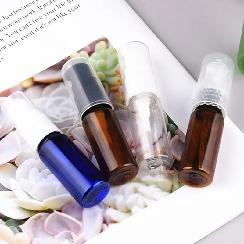 30pcs/Lot 15ml Amber Green Blue Travel Empty PET Lotion Beak Emulsion Bottle Sub-Bottling Cosmetic Sample With Pump Makeup Vials