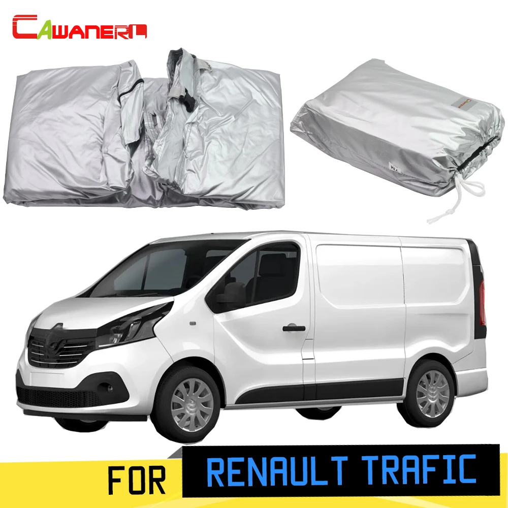 Cawanerl Full Car Cover Outdoor Anti-UV Sun Shade Rain Snow Scratch Protection MPV Cover Windproof For Renault Trafic 2001-2019