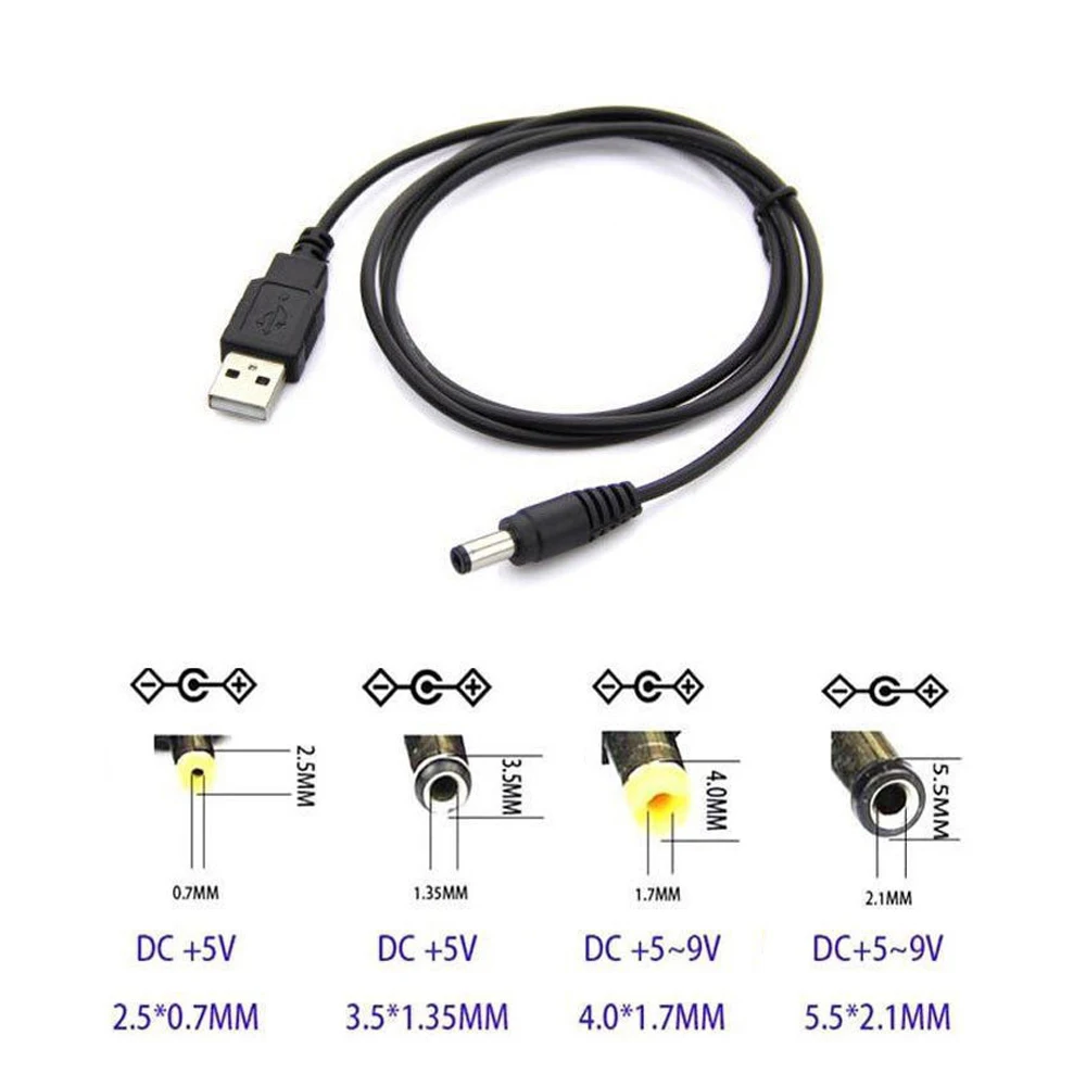Image 7: Port USB 80CM à 2.5mm - 5.5mm 5V DC, câble de connecteur d'alimentation noir pour LED/produits électroniques