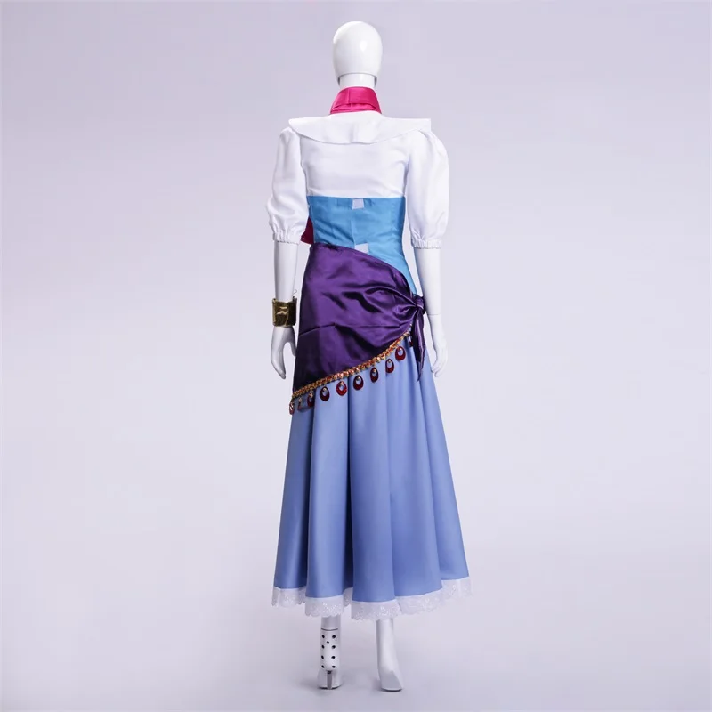 5PCS The Hunchback of Notre Dame Esmeralda Cosplay Costume Purple Blue Partywomen girl Dress Halloween Cosplay Costume and wig