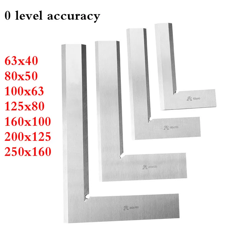 63x40 80x50 100x63 125x80 160x100 200x125 250x160mm Precision Knife Edge Square Ruler 90 Deg Right Angle Ruler Measuring Tool