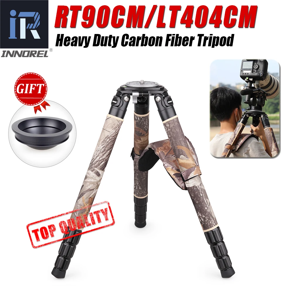 RT90CM Camouflage Carbon Fiber Top-Level Professional Tripod for DSLR Camera Heavy Duty Stand Ultra Stable 40mmTube 40kg Load