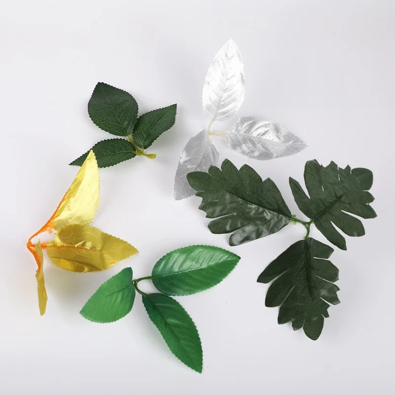 10 Pieces Artificial Plants Fake Rose Leaves Diy Gifts Candy Box Silk Leaf Home Decoration Accessories Wedding Decorative Flower