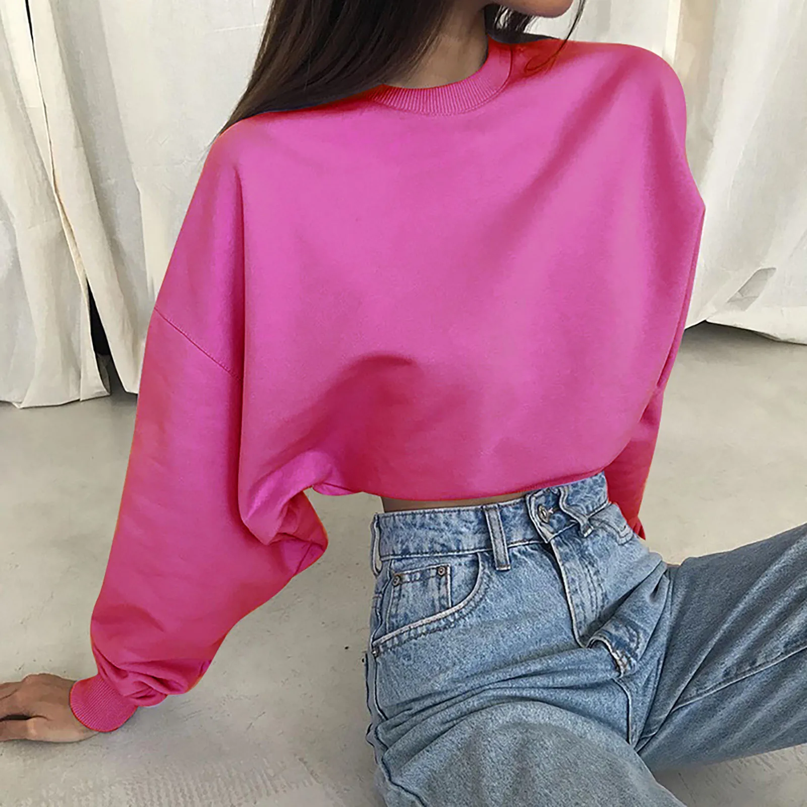 Women\'s Sweatshirt New Sexy Crop Tops Personality Short Long-sleeved Sweater Waist Slim Casual Pullovers For Women Dropshipping