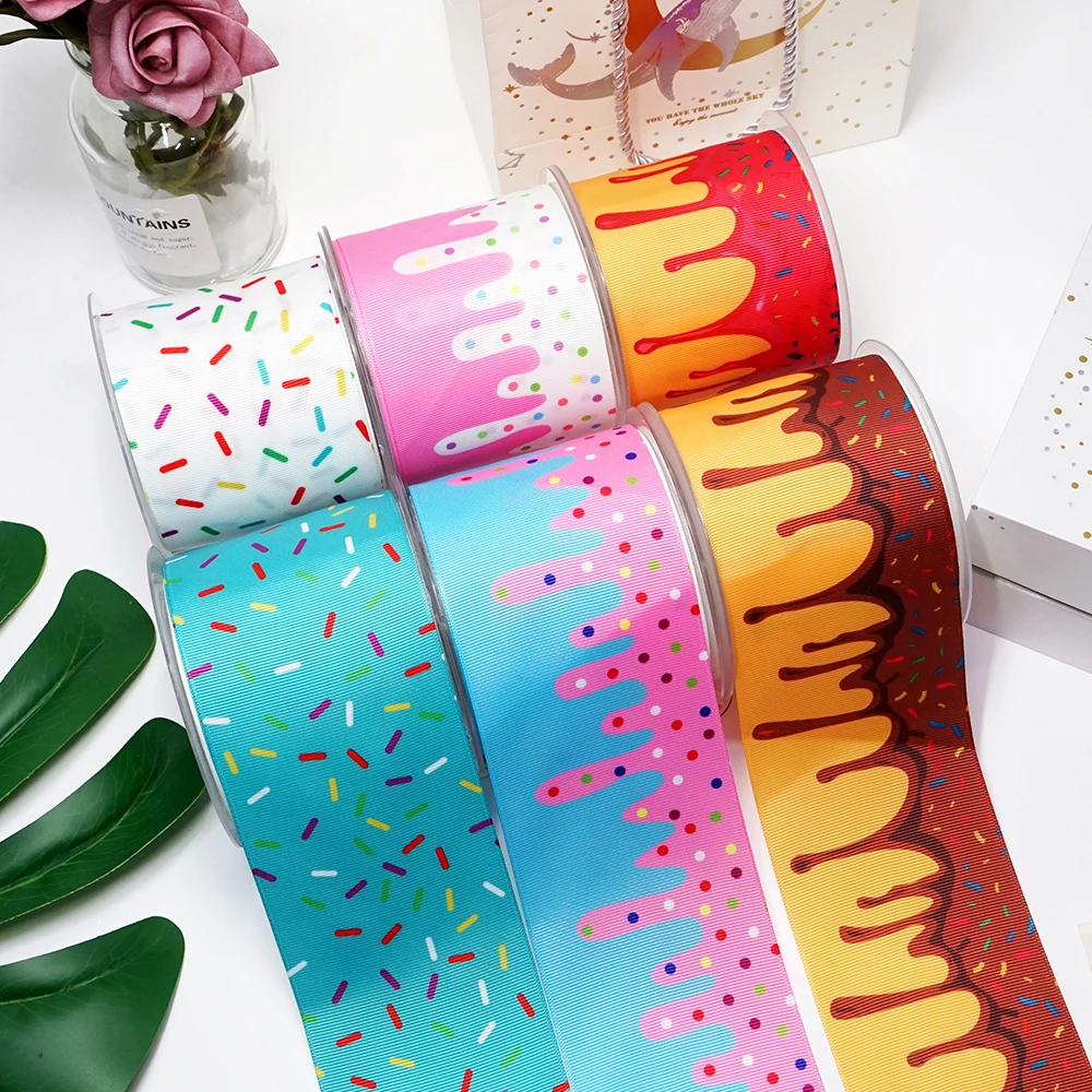 DIY Cartoon Dessert Printed Grosgrain Ribbon For Craft Supplies Sewing Accessories 5 Yards. 30069