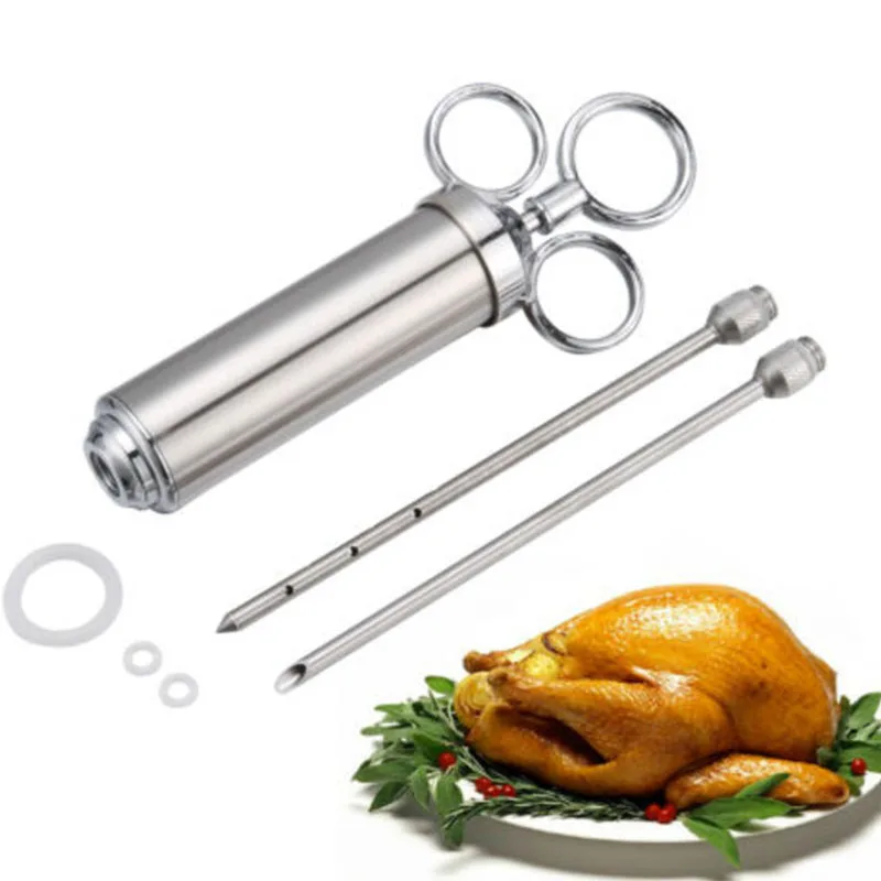 

New 2Oz Meat Injector Syringe Poultry Marinade Flavour Injector Meat Seasoning Injectors BBQ Kit Kitchen Tools with 2 Needles