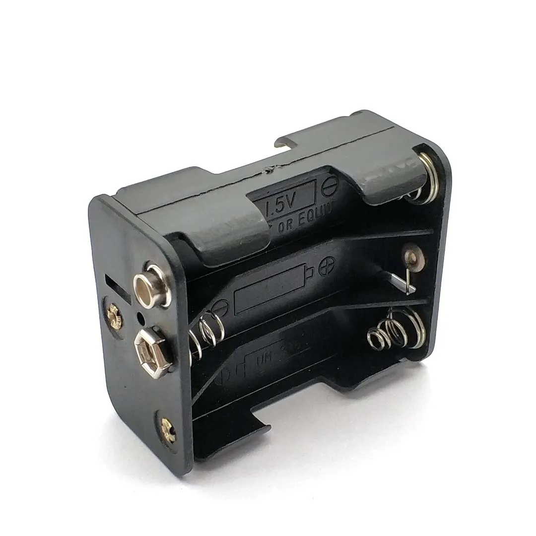 6*AA 9V Plastic Battery Double Side Spring Box Back-to-back with 9V Buckle AA Holder Battery Holder Box Battery Case