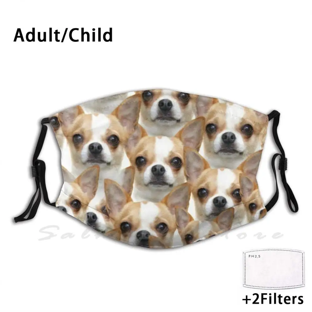 Funny Chihuahua Pup Adult Kids Anti Dust Filter Diy Mask Reusable Funny Mask Face Mask Cute Puppy Puppies Dogs Love Kawaii