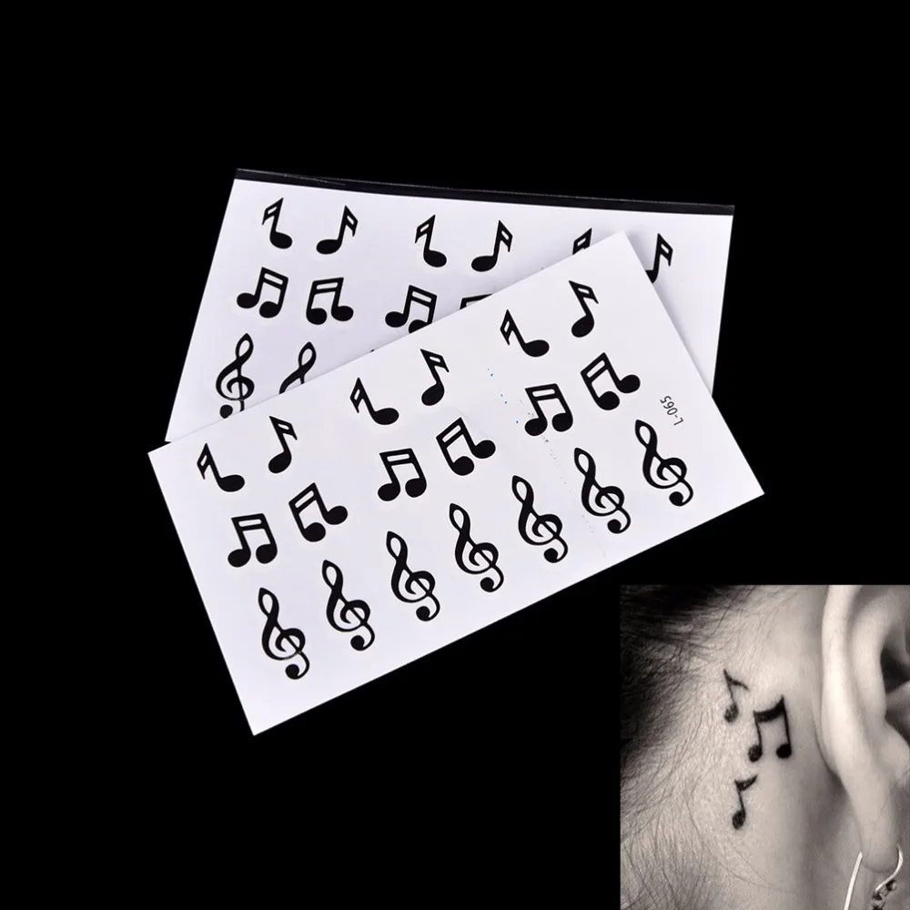 Nota Musical, tatuaje Flash para tatuaje falso con transferencia al agua para chicas mujeres hombres 10,5*6 cm, tatuaje temporal a prueba de agua